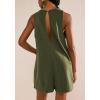imageCHARTOU Women Sleeveless Loose Bib Romper Summer Overalls Shorts Jumpsuit Flared Beach Tank Onesie with PocketsArmy Green