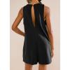 imageCHARTOU Women Sleeveless Loose Bib Romper Summer Overalls Shorts Jumpsuit Flared Beach Tank Onesie with PocketsBlack