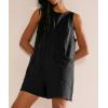 imageCHARTOU Women Sleeveless Loose Bib Romper Summer Overalls Shorts Jumpsuit Flared Beach Tank Onesie with PocketsBlack