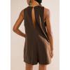 imageCHARTOU Women Sleeveless Loose Bib Romper Summer Overalls Shorts Jumpsuit Flared Beach Tank Onesie with PocketsCoffee