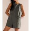 imageCHARTOU Women Sleeveless Loose Bib Romper Summer Overalls Shorts Jumpsuit Flared Beach Tank Onesie with PocketsDark Grey
