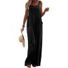 imageCHARTOU Womens Jumpsuits Loose Casual Sleeveless Wide Leg Long Pants Rompers Overalls with PocketsBlack