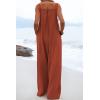 imageCHARTOU Womens Jumpsuits Loose Casual Sleeveless Wide Leg Long Pants Rompers Overalls with PocketsBrick Red