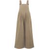 imageCHARTOU Womens Jumpsuits Loose Casual Sleeveless Wide Leg Long Pants Rompers Overalls with PocketsKhaki