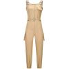 imageCHARTOU Womens Relaxed Fit Strappy Sleeveless Jumpsuit Bib Overalls Dungarees with BeltKhaki