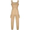 imageCHARTOU Womens Relaxed Fit Strappy Sleeveless Jumpsuit Bib Overalls Dungarees with BeltKhaki