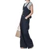 imageCHARTOU Women Casual Wide Leg Denim Jean Jumpsuit Button Overalls Long Romper Dungarees Tie Knot OutfitBlack