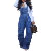 imageCHARTOU Women Denim Bib Overall Cargo Jean Jumpsuit Baggy Utility Romper Loose Fit Suspender Overalls PocketsBlue