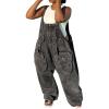 imageCHARTOU Women Loose Denim Overalls Jean Jumpsuit Suspender Straps Bib Overall Utility Romper Cargo Jumpsuit PocketsGrey