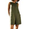 imageCHARTOU Women Sleeveless Loose Bib Romper Summer Overalls Shorts Jumpsuit Flared Beach Tank Onesie with PocketsArmy Green
