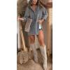 imageCHARTOU Denim Tunic Top Pullover Casual Button V Neck Blouse Loose Fit Long Sleeve Jean Jacket with SlitGrey