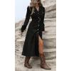 imageCHARTOU Women Long Corduroy Dress Fall Casual Long Sleeve Button Down Corduroy Shirt Dress with BeltBlack