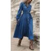 imageCHARTOU Women Long Corduroy Dress Fall Casual Long Sleeve Button Down Corduroy Shirt Dress with BeltBlue