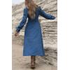 imageCHARTOU Women Long Corduroy Dress Fall Casual Long Sleeve Button Down Corduroy Shirt Dress with BeltBlue