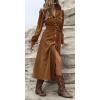 imageCHARTOU Women Long Corduroy Dress Fall Casual Long Sleeve Button Down Corduroy Shirt Dress with BeltBrown