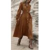 imageCHARTOU Women Long Corduroy Dress Fall Casual Long Sleeve Button Down Corduroy Shirt Dress with BeltBrown
