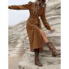 imageCHARTOU Women Long Corduroy Dress Fall Casual Long Sleeve Button Down Corduroy Shirt Dress with BeltBrown