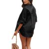 imageCHARTOU Womens Boyfriend Style Button Down Long Sleeve Candy Color Blouse Shirt TopsBlack