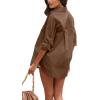 imageCHARTOU Womens Boyfriend Style Button Down Long Sleeve Candy Color Blouse Shirt TopsCoffee