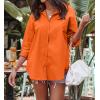 imageCHARTOU Womens Boyfriend Style Button Down Long Sleeve Candy Color Blouse Shirt TopsOrange
