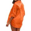 imageCHARTOU Womens Boyfriend Style Button Down Long Sleeve Candy Color Blouse Shirt TopsOrange