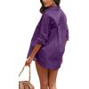 imageCHARTOU Womens Boyfriend Style Button Down Long Sleeve Candy Color Blouse Shirt TopsPurple
