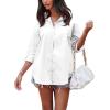 imageCHARTOU Womens Boyfriend Style Button Down Long Sleeve Candy Color Blouse Shirt TopsWhite