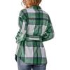 imageCHARTOU Womens Brushed Flannel Plaid Oversized Belted Button Down Shirt ShacketGreen