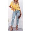 imageCHARTOU Womens Chic Summer V Neck Tie Knot Crop Top Short Sleeve Ruffle Blouse ShirtYellow
