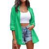 imageCHARTOU Womens Boyfriend Style Button Down Long Sleeve Candy Color Blouse Shirt TopsGreen