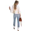 imageCHARTOU Women Casual Ripped Waffle Knit Shacket Jacket Cropped Button Down Shirt Shacket with PocketsApricot