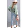 imageCHARTOU Women Casual Ripped Waffle Knit Shacket Jacket Cropped Button Down Shirt Shacket with PocketsGreen
