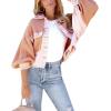 imageCHARTOU Women Casual Ripped Waffle Knit Shacket Jacket Cropped Button Down Shirt Shacket with PocketsPink