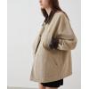 imageCHARTOU Women Fall Color Contrast Shirt Jacket Oversized Lapel Long Sleeve Zipper Snap Button Cargo ShacketKhaki