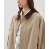 imageCHARTOU Women Fall Color Contrast Shirt Jacket Oversized Lapel Long Sleeve Zipper Snap Button Cargo ShacketKhaki