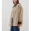 imageCHARTOU Women Fall Color Contrast Shirt Jacket Oversized Lapel Long Sleeve Zipper Snap Button Cargo ShacketKhaki
