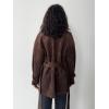 imageCHARTOU Women Faux Suede Leather Jacket Coat Oversized Button Down Long Sleeve Outwear Coat with BeltBrown