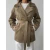 imageCHARTOU Women Faux Suede Leather Jacket Coat Oversized Button Down Long Sleeve Outwear Coat with BeltKhaki