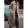 imageCHARTOU Women Long Pea Coat Winter Wool Trench Jacket Vintage Horn Buckle Overcoat with PocketsTea Brown