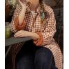 imageCHARTOU Women Long Plaid Trench Coat Fall Outfits Single Breast Gingham OvercoatRed