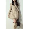 imageCHARTOU Women Long Winter Wool Pea Coat Irregular Lapel Collar Cinched Waist Dressy Trench PeacoatsApricot