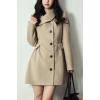 imageCHARTOU Women Long Winter Wool Pea Coat Irregular Lapel Collar Cinched Waist Dressy Trench PeacoatsApricot