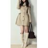 imageCHARTOU Women Long Winter Wool Pea Coat Irregular Lapel Collar Cinched Waist Dressy Trench PeacoatsApricot