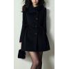 imageCHARTOU Women Long Winter Wool Pea Coat Irregular Lapel Collar Cinched Waist Dressy Trench PeacoatsBlack