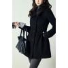 imageCHARTOU Women Long Winter Wool Pea Coat Irregular Lapel Collar Cinched Waist Dressy Trench PeacoatsBlack