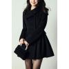 imageCHARTOU Women Long Winter Wool Pea Coat Irregular Lapel Collar Cinched Waist Dressy Trench PeacoatsBlack