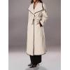 imageCHARTOU Women Long Winter Wool Pea Coat Warm Color Contrast Double Breast Outwear Belted Trench OvercoatWhite