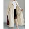 imageCHARTOU Women Long Wool Pea Coat Winter Warm Asymmetric Lapel Double Breasted Outwear Overcoat with BeltBeige