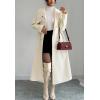 imageCHARTOU Women Long Wool Pea Coat Winter Warm Asymmetric Lapel Double Breasted Outwear Overcoat with BeltBeige
