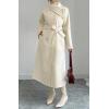 imageCHARTOU Women Long Wool Pea Coat Winter Warm Asymmetric Lapel Double Breasted Outwear Overcoat with BeltBeige